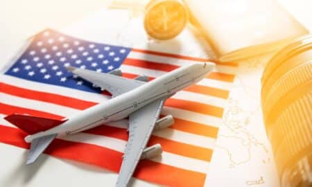 Bandeira dos EUA, avião