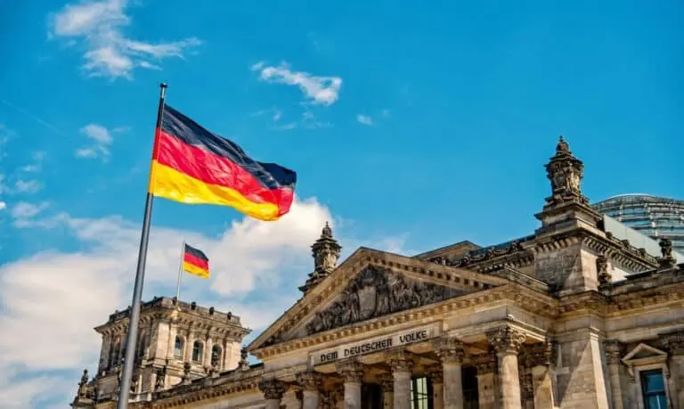 Reichstag building flag of Germany