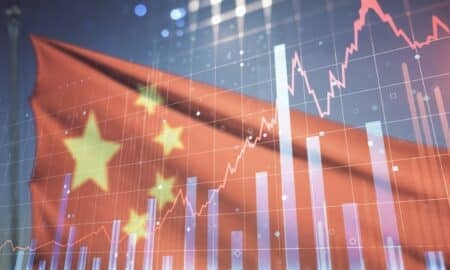 Gráfico e bandeira da China