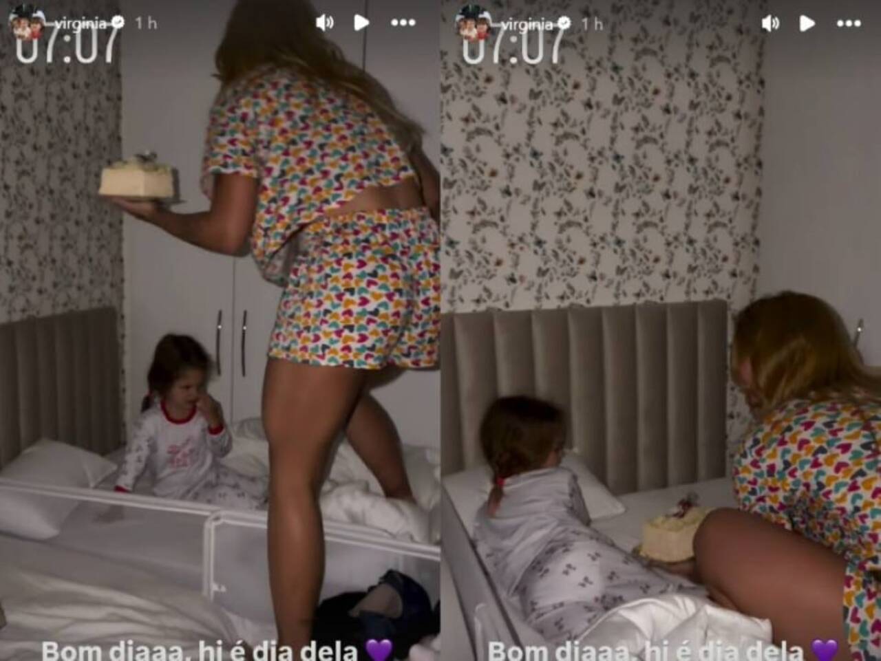 Virginia Fonseca surpreende Maria Flor com bolo matinal no aniversário de 3 anos em Goiânia