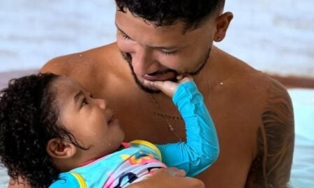 Yuri Lima e sua filha Nala