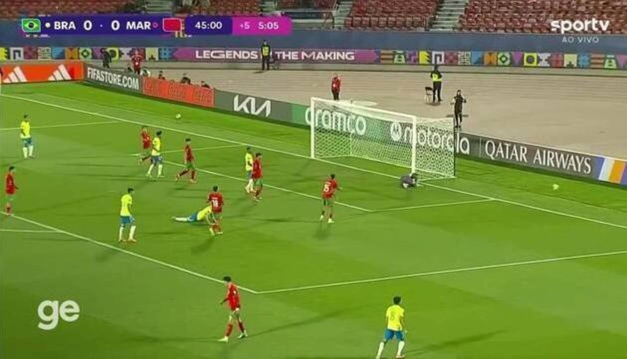 Zabiri marca segundo gol para Marrocos contra Seleção Brasileira sub-20 aos 30 minutos do 2T