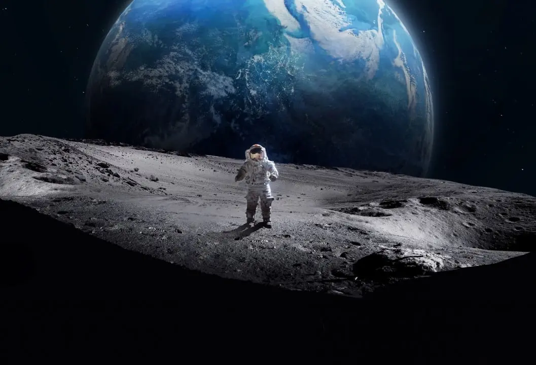 Austronauta, lua, terra