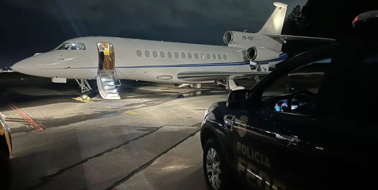 Avião de Daniel Vorcaro apreendido pela PF