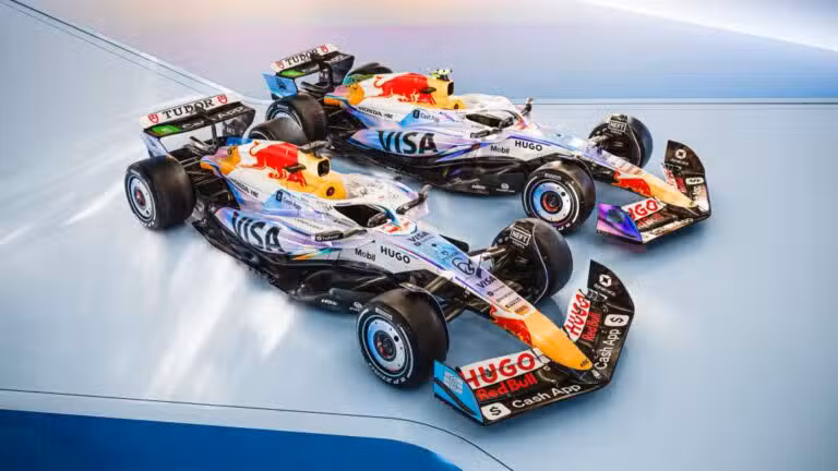 Carro holográfico da RB para o GP de Las Vegas de F1 2025