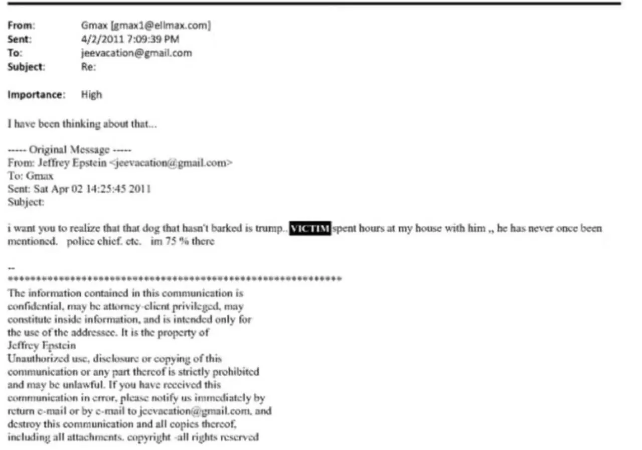 E-mail in cui Jeffrey Epstein parla della presunta conoscenza di Trump