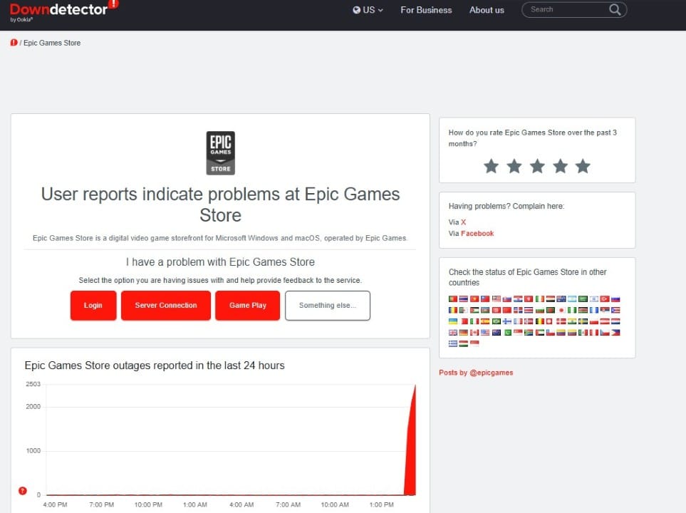 Epic Games fora do ar