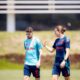 Filipe Luís e Jorginho em treino do Flamengo