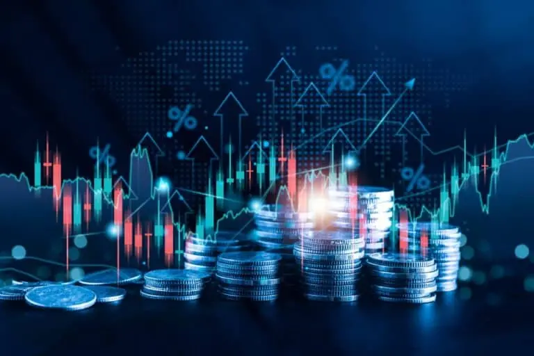 Gráfico financeiro, moedas, bolsa de valores