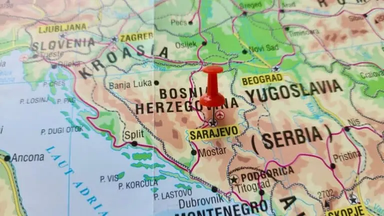 Mapa, Sarajevo, capital da Bósnia