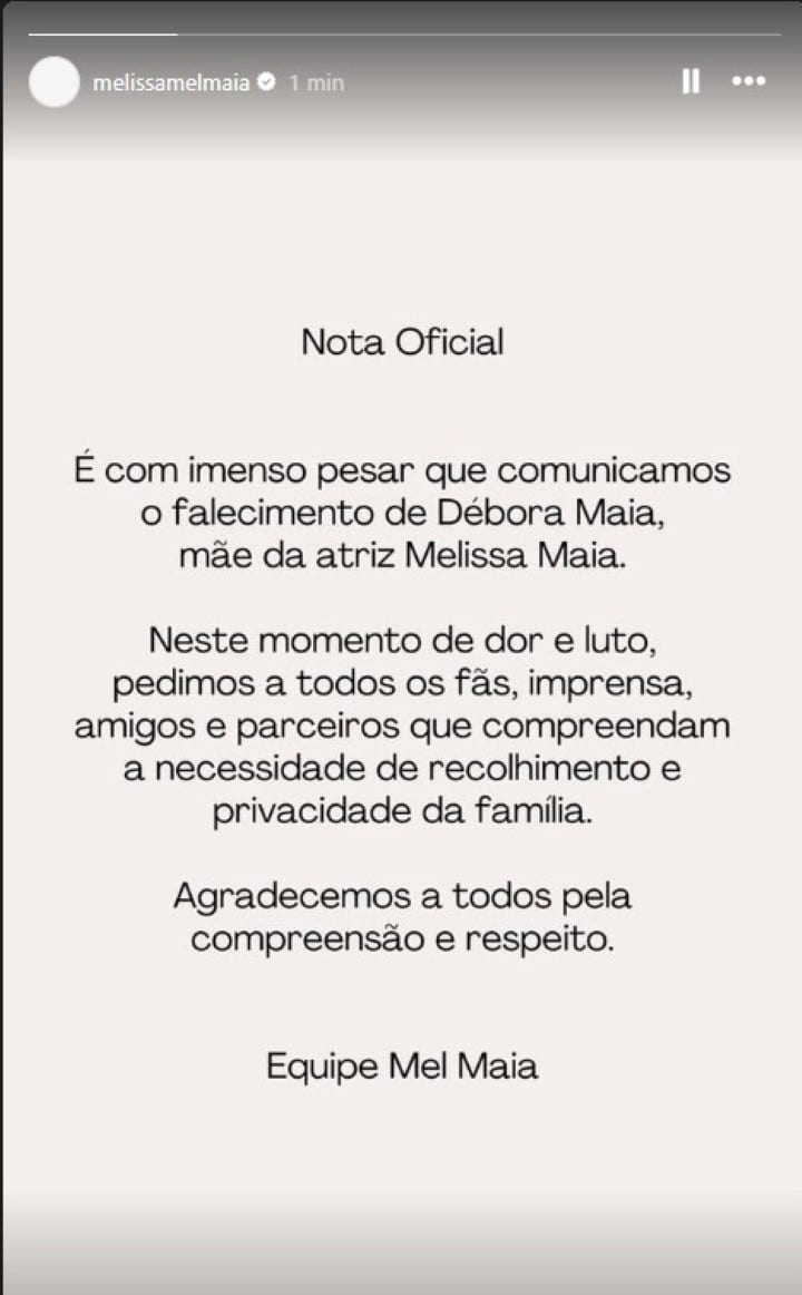 Mel Maia - Nota Oficial
