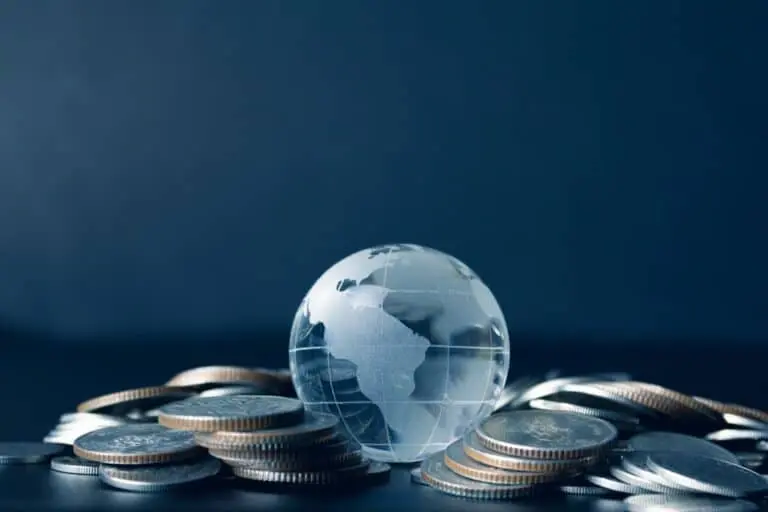 Moedas, globo, finanças global
