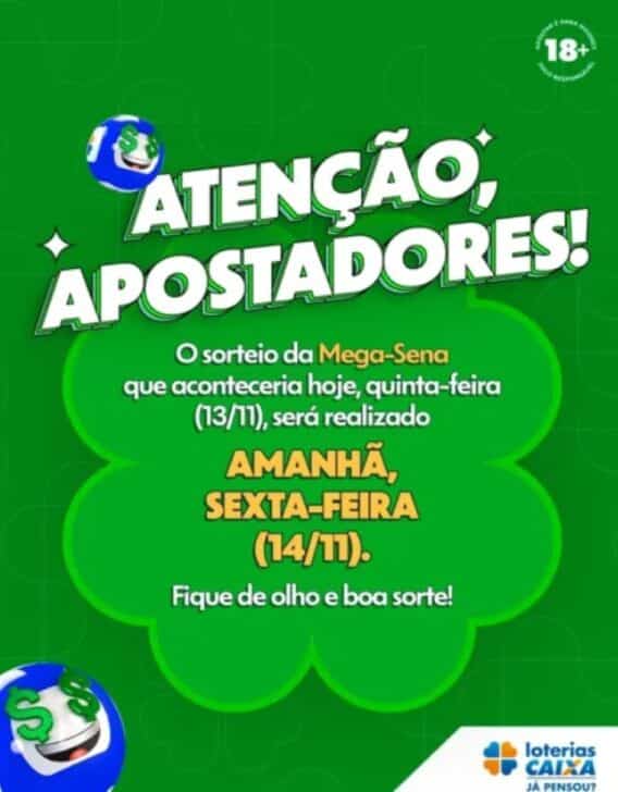 Sorteio adiado da Mega-Sena