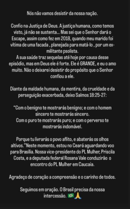 Story de Michelle Bolsonaro 1