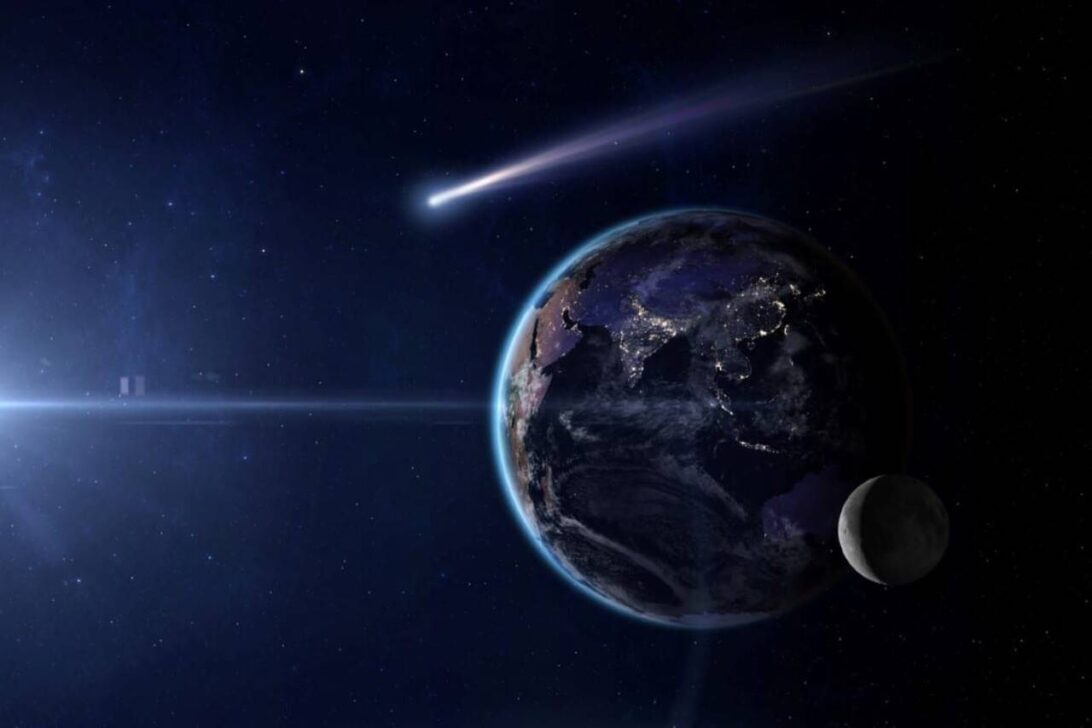 Terra, Lua e cometa
