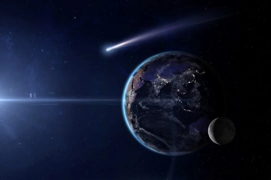 Terra, Lua e cometa