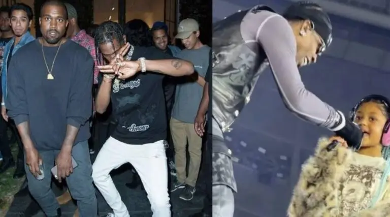 Travis Scott e filha Stormi cantam juntos em Tóquio e recebem Kanye West no palco