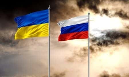 bandeira da Ucrânia e da Rússia
