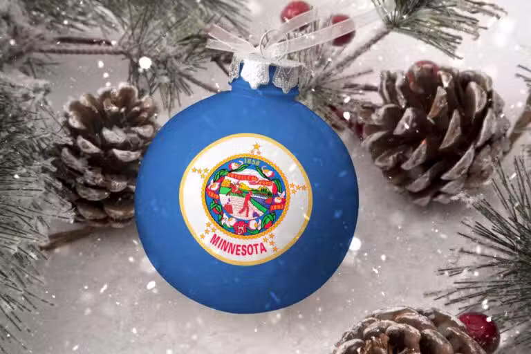 Bola de Natal com a bandeira de Minnesota