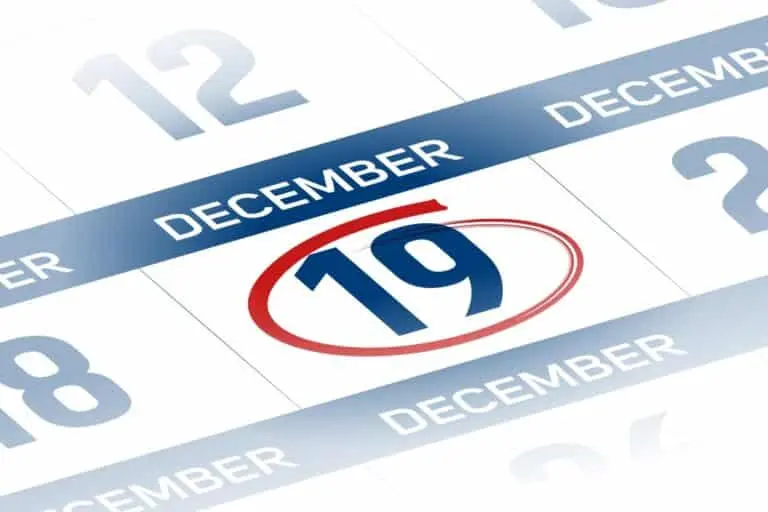 Calendário marcando 19 de dezembro