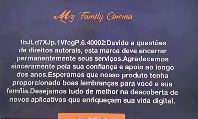 Mensagem de erro em aplicativos de streaming piratas