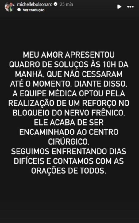 Story de Michelle Bolsonaro