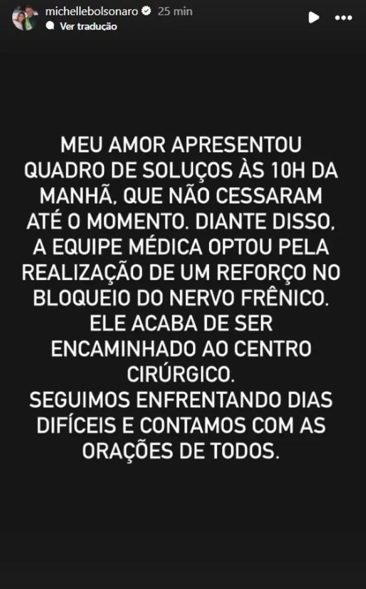 Story de Michelle Bolsonaro