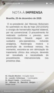 Bolsonaro’s medical team confirms expected hospital discharge on Thursday, February 1st, 2025