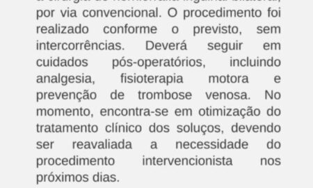 Story de Michelle Bolsonaro a respeito da cirurgia de Jair Bolsonaro