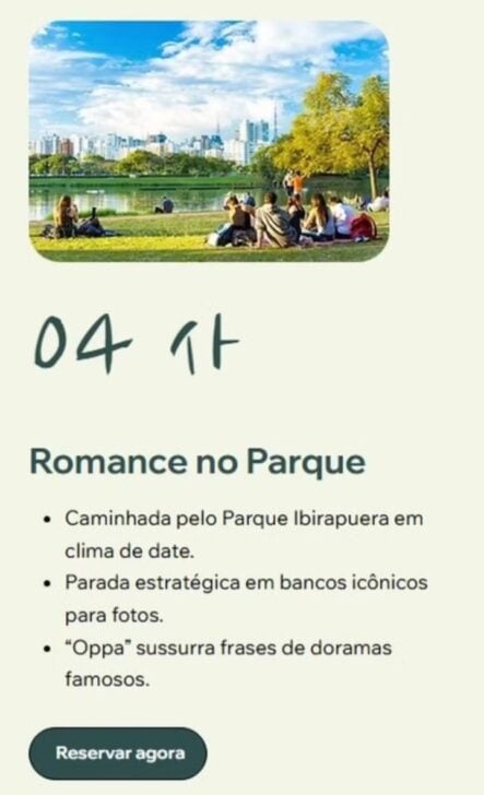 Um dos pacotes do site Kdramadate oferece passeio no Parque Ibirapuera
