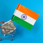Carrinho de compras, dinheiro, bandeira da India