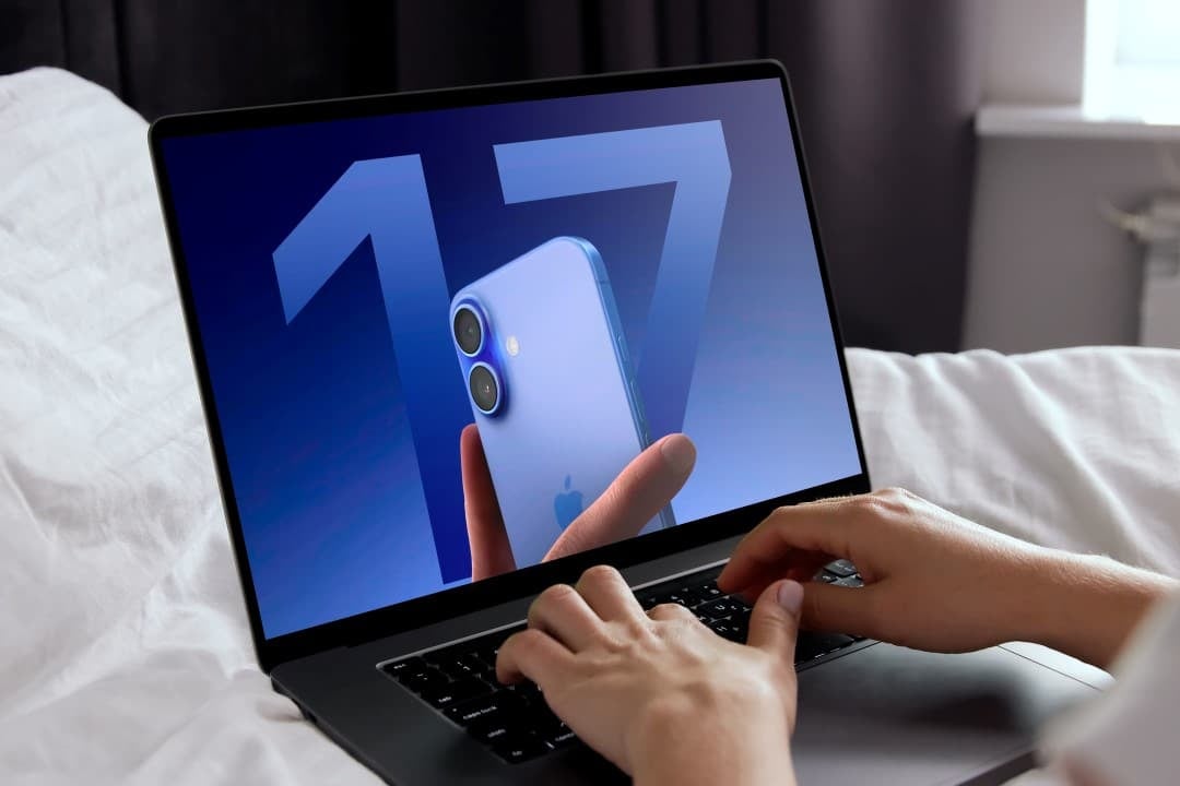 Iphone 17 na tela do notebook