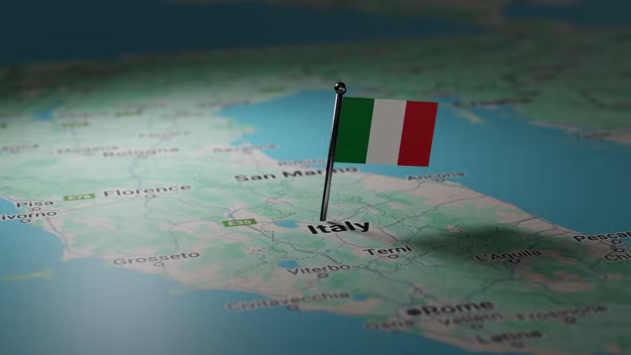Mapa e bandeira Italia