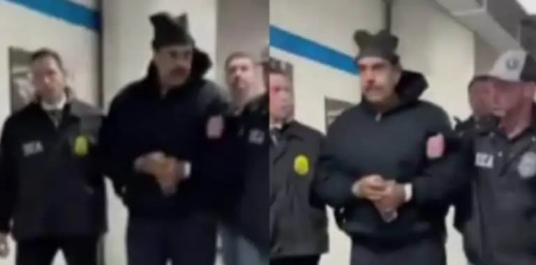 Algemado, Maduro vestia um chapéu e usava casaco na chegada ao local. (Divulgação/Casa Branca