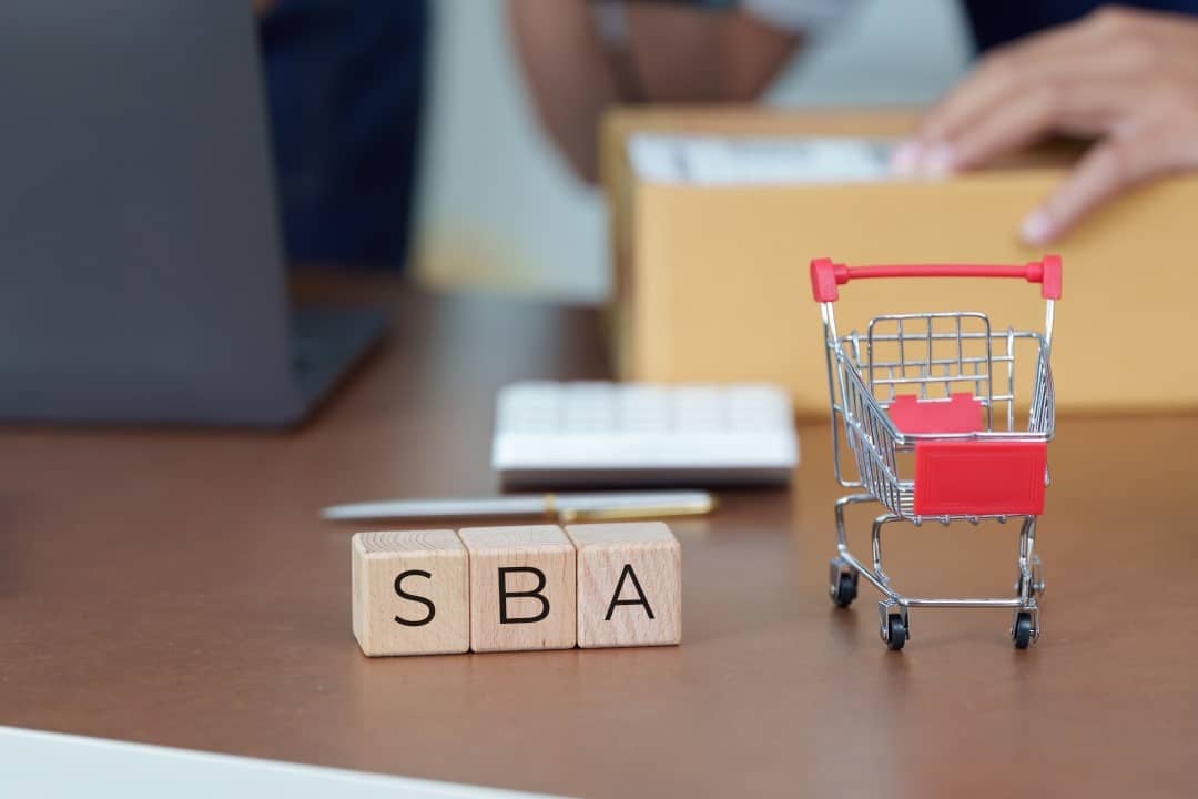 Blocos com sigla SBA, carrinho de compras