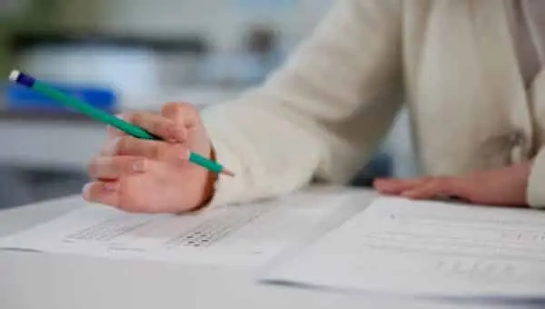 Estudante, prova, teste