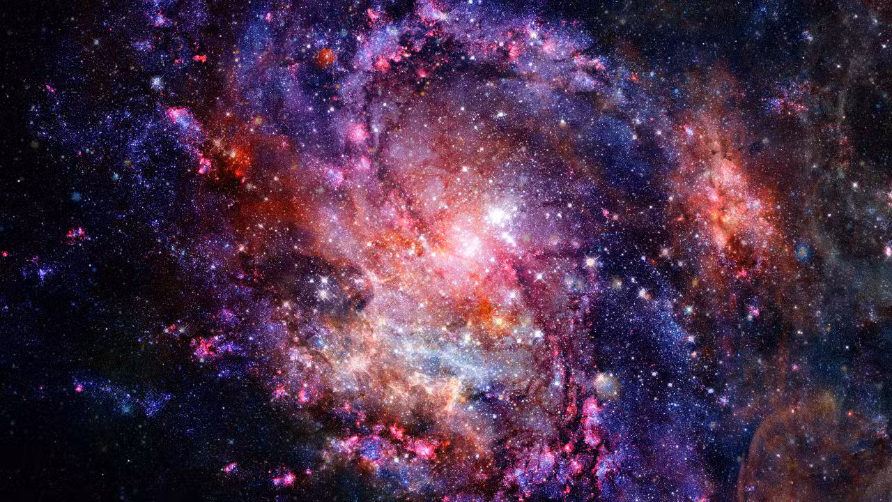 Fundo de galáxia cósmica com nebulosa, poeira estelar e estrelas