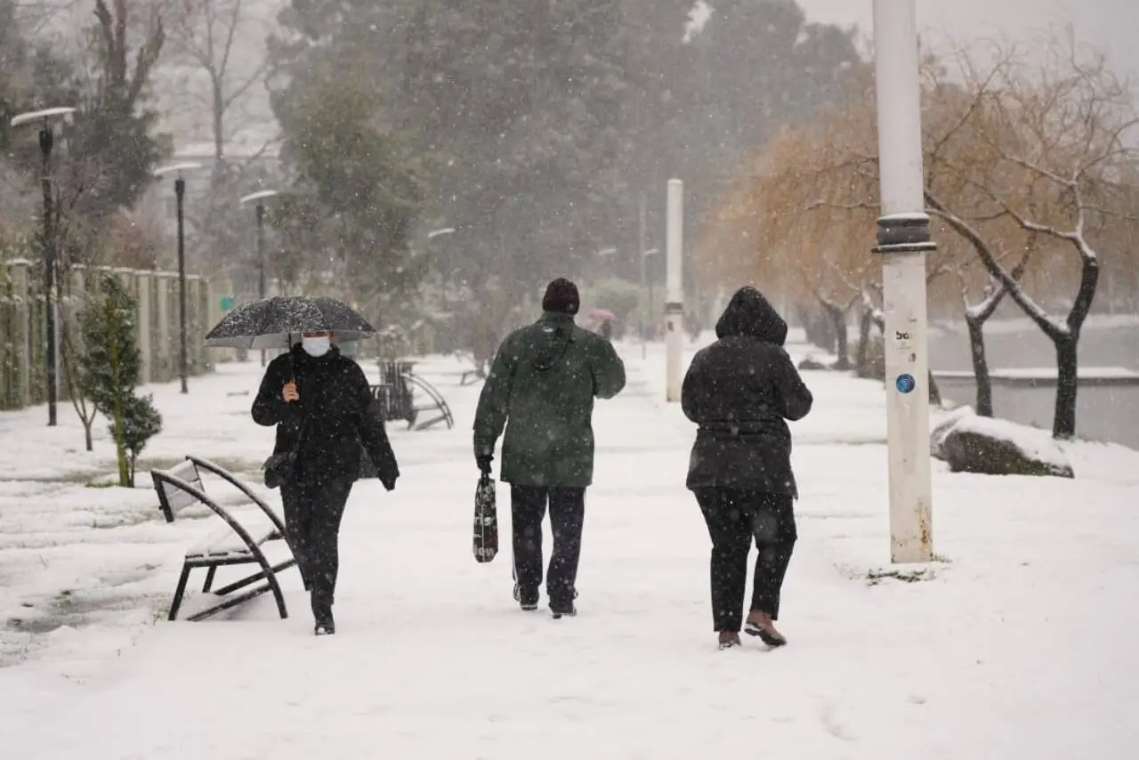 Neve, pessoas, nevasca