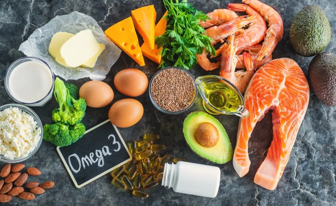  Os produtos contêm Omega 3. Foco seletivo. comida