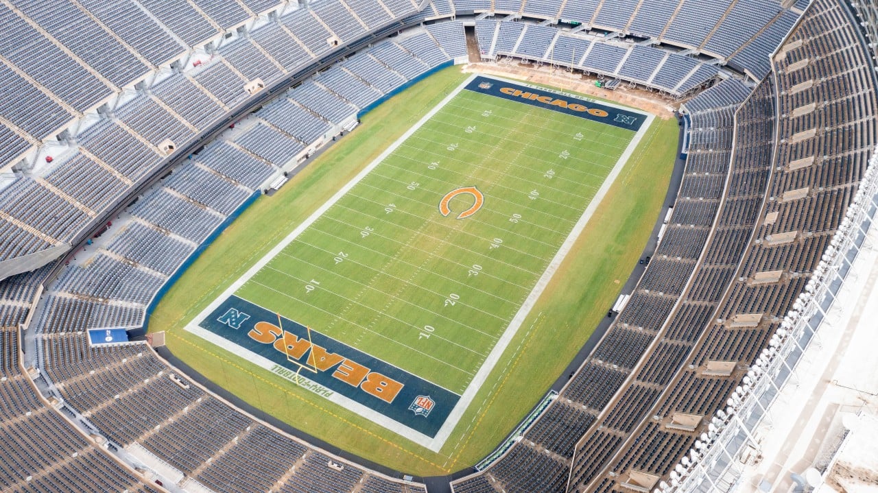 Vista aérea do Soldier Field, lar do Chicago Bears