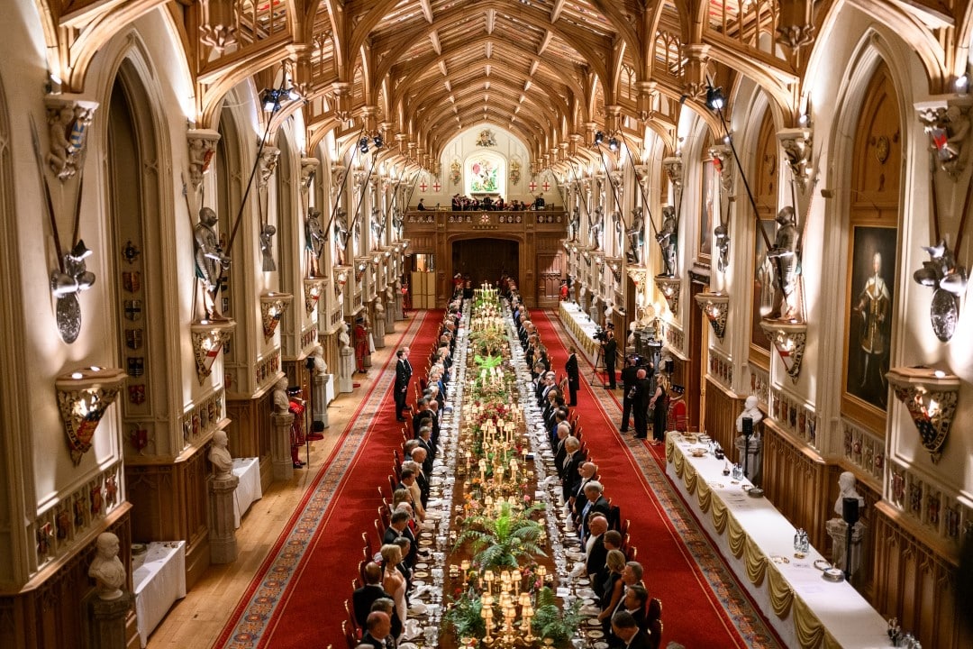 banquete de Estado com o rei Carlos III e a rainha Camilla no Castelo de Windsor