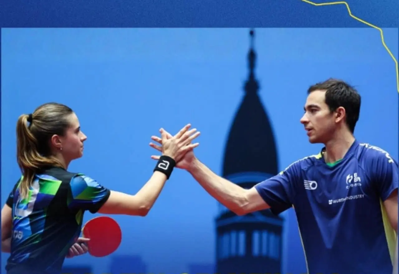Hugo Calderano e Bruna Takahashi - X.com/ Time Brasil