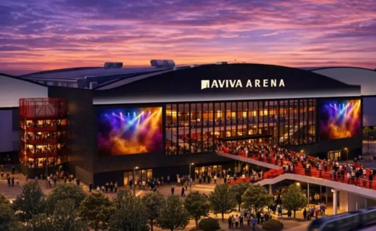 Ilustração do exterior da Avia Arena