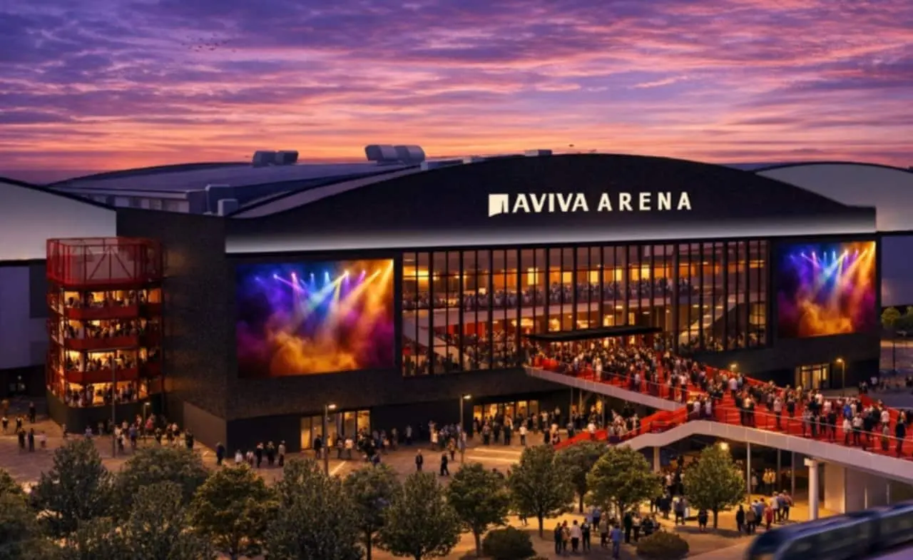 Ilustração do exterior da Avia Arena
