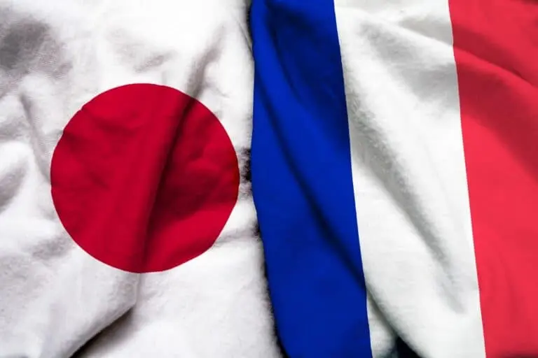 Bandeira do Japão e França