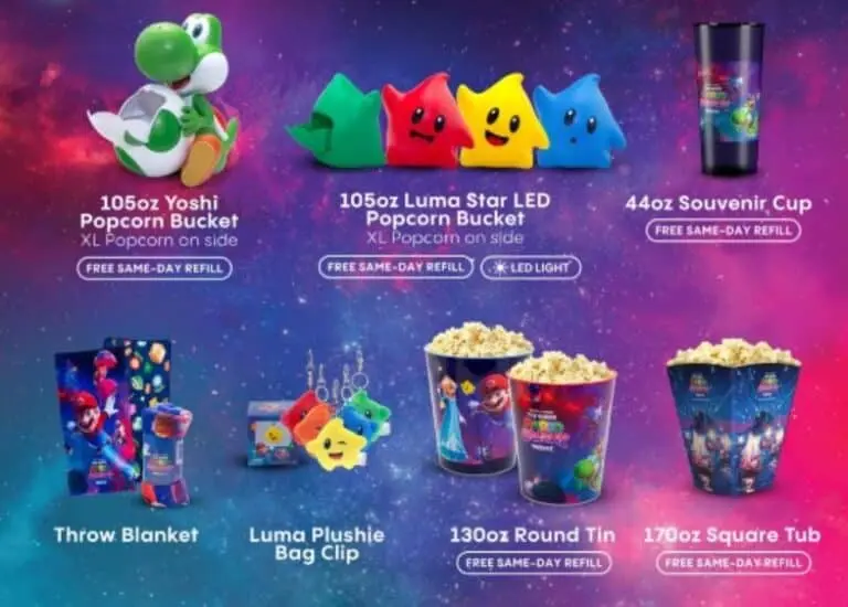 Combos de pipoca do Super Mario no Cinemark