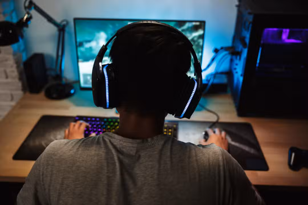 Jovem, spelar, spelare, PC-spelare