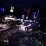 Moto caída, acidente, rodovia