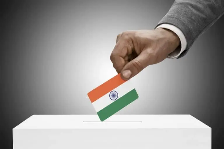 Urna, bandeira da India, eleição