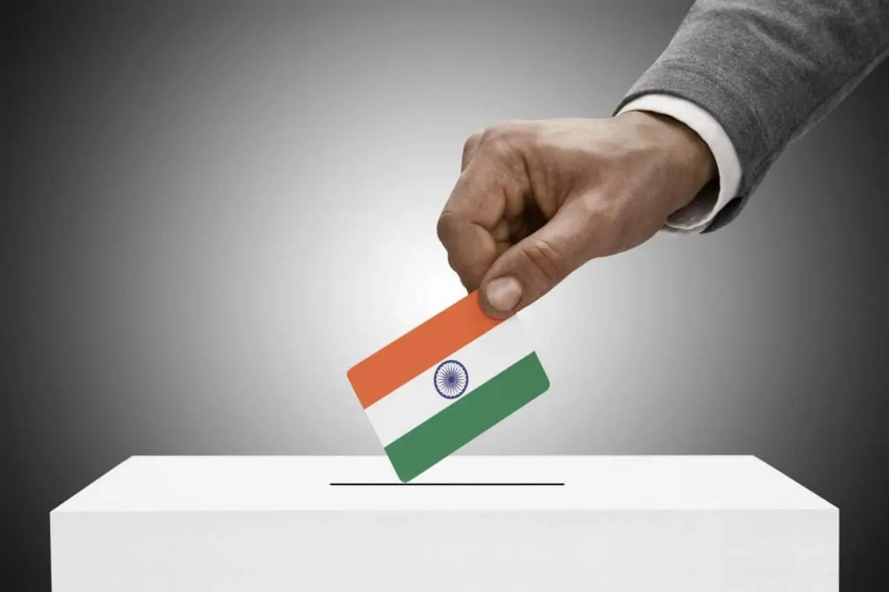 Urna, bandeira da India, eleição